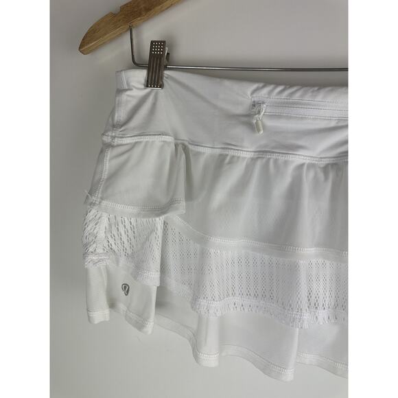 Lululemon Run Nothing to Hide Mini Micro Skort Skirt Shorts Tiered White Size 6 - Picture 10 of 16